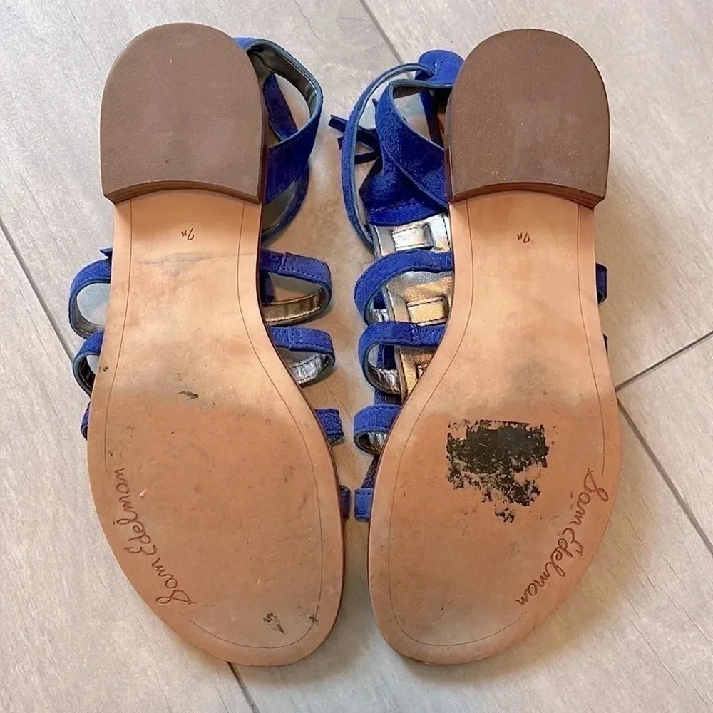 HOST PICK 💙 SAM EDELMAN Suede Leather Fringe Sandal Royal Blue, Size 7.5 - Picture 6 of 13